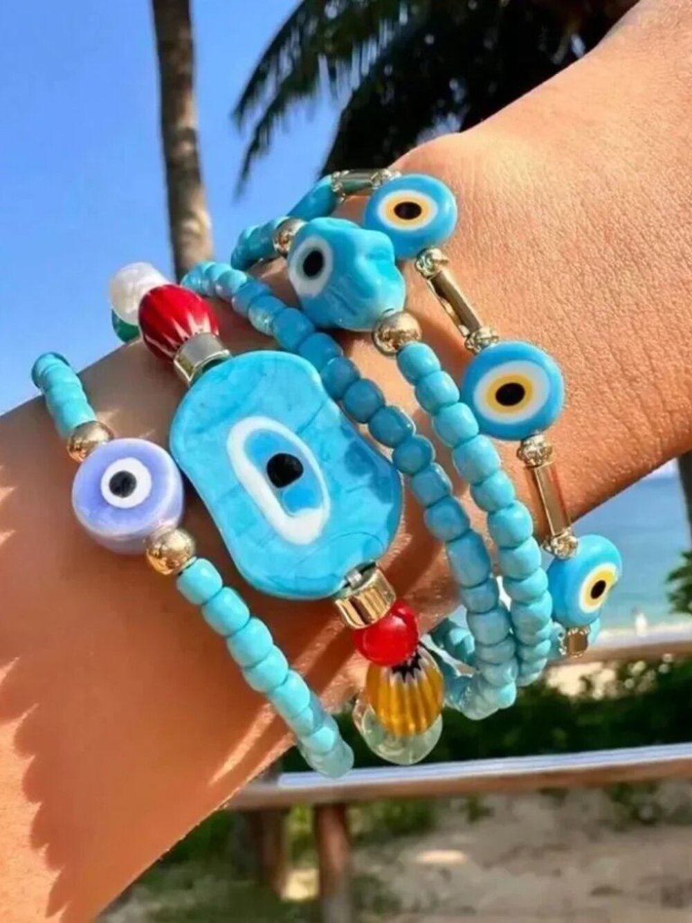 Evil Eye Beaded Bracelet Set Q862